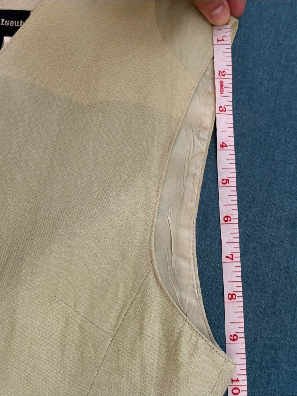 Vintage Tristan & Iseut Sage Green Linen Blend Button Front Vest Size 5 - Picture 8 of 9